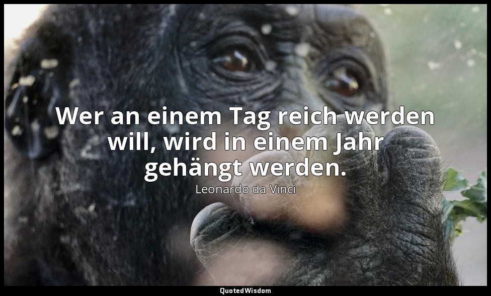 "Wer an einem Tag reich werden will, wird in einem Jahr gehängt werden." - Afori — Leonardo da Vinci