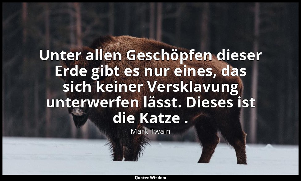 "Unter allen Geschöpfen dieser Erde gibt es nur eines, das sich keiner Versklavu — Mark Twain