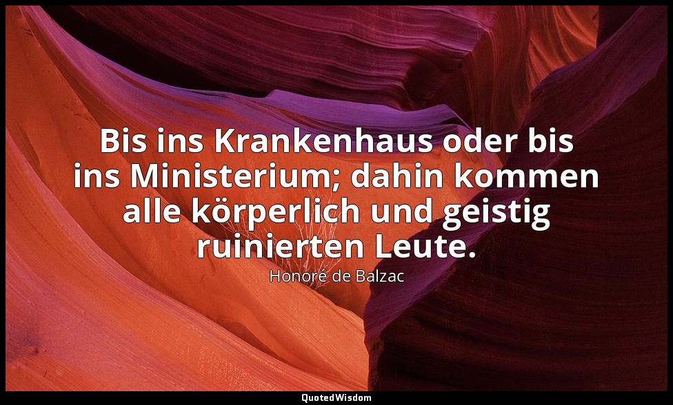 Bis ins Krankenhaus oder bis ins Ministerium; dahin kommen alle körperlich und g — Honoré de Balzac