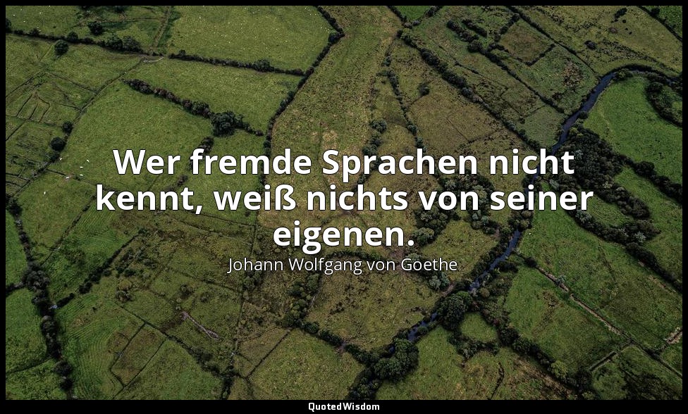 "Wer fremde Sprachen nicht kennt, weiß nichts von seiner eigenen." – Maximen und — Johann Wolfgang von Goethe