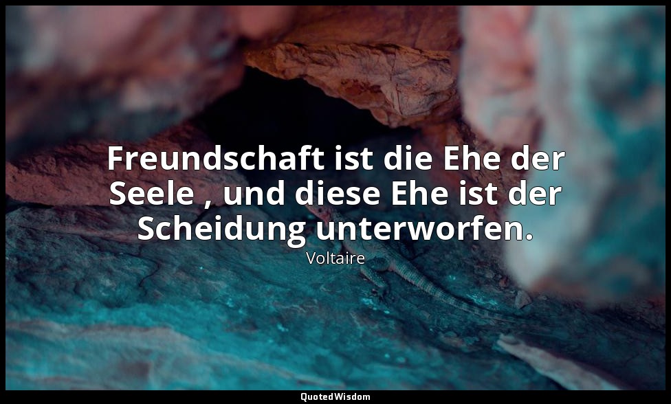 " Freundschaft ist die Ehe der Seele , und diese Ehe ist der Scheidung unterworf — Voltaire