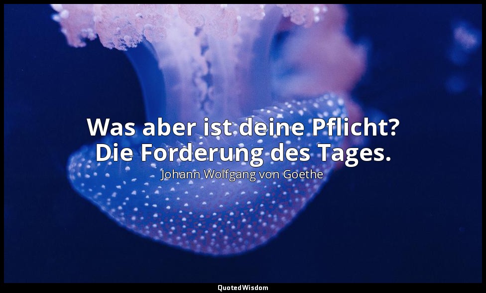 "Was aber ist deine Pflicht? Die Forderung des Tages." – Wilhelm Meisters Wander — Johann Wolfgang von Goethe