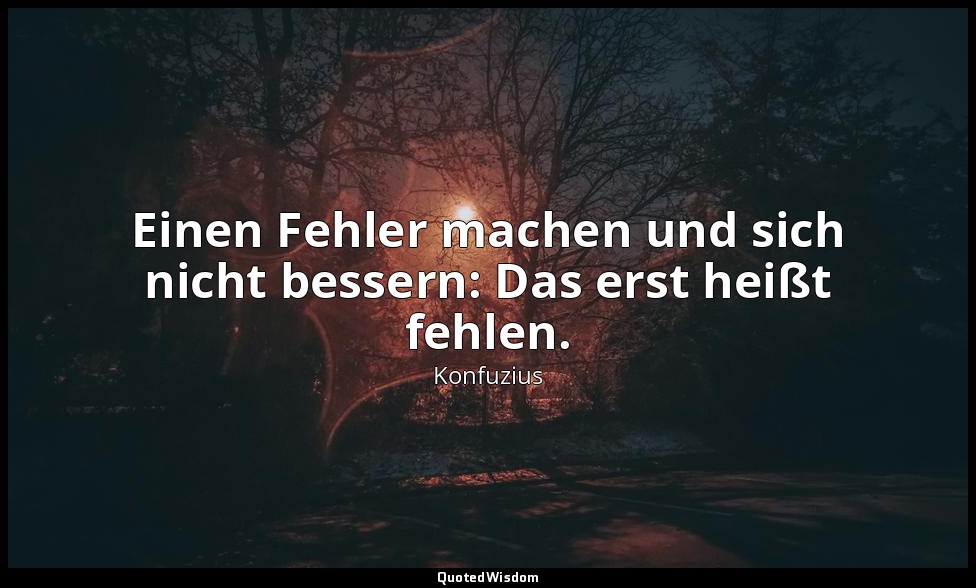 "Einen Fehler machen und sich nicht bessern: Das erst heißt fehlen." - 15,29 — Konfuzius