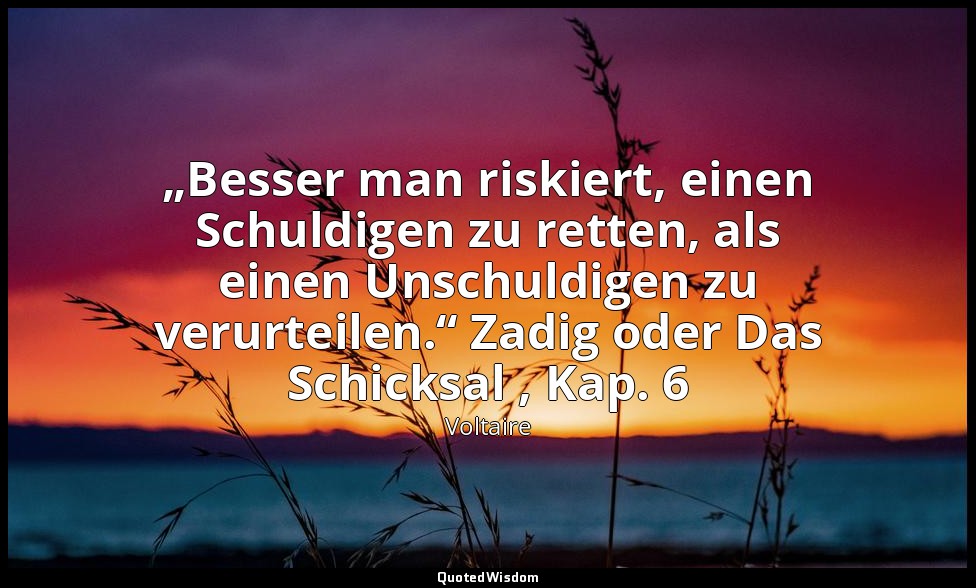„Besser man riskiert, einen Schuldigen zu retten, als einen Unschuldigen zu veru — Voltaire