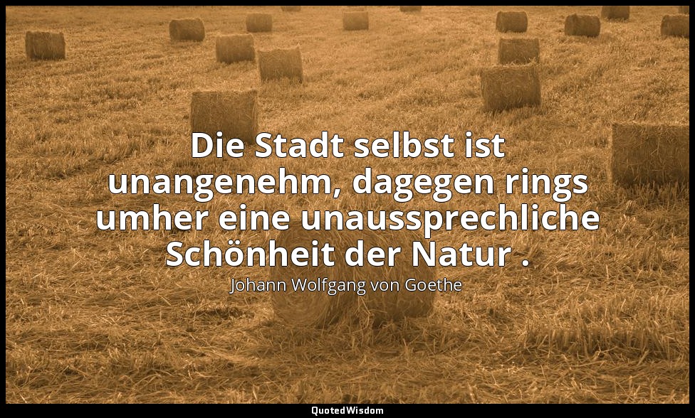 "Die Stadt selbst ist unangenehm, dagegen rings umher eine unaussprechliche Schö — Johann Wolfgang von Goethe