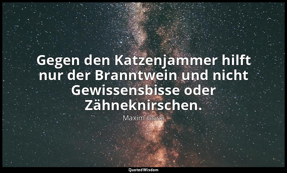 Gegen den Katzenjammer hilft nur der Branntwein und nicht Gewissensbisse oder Zä — Maxim Gorki