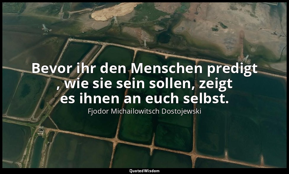 "Bevor ihr den Menschen predigt , wie sie sein sollen, zeigt es ihnen an euch se — Fjodor Michailowitsch Dostojewski