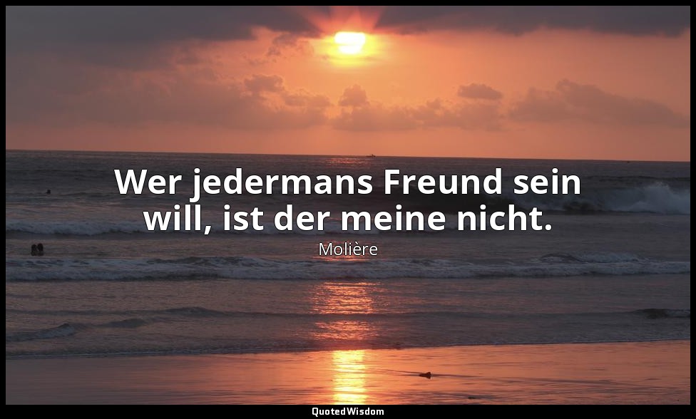 Wer jedermans Freund sein will, ist der meine nicht. — Molière