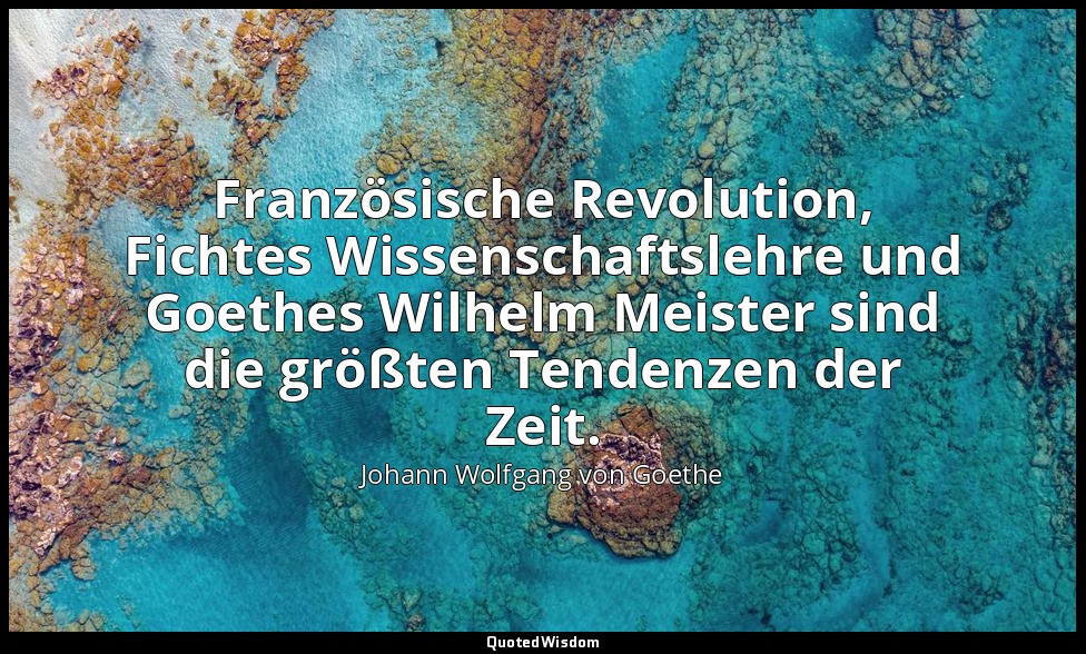 "Französische Revolution, Fichtes Wissenschaftslehre und Goethes Wilhelm Meister — Johann Wolfgang von Goethe