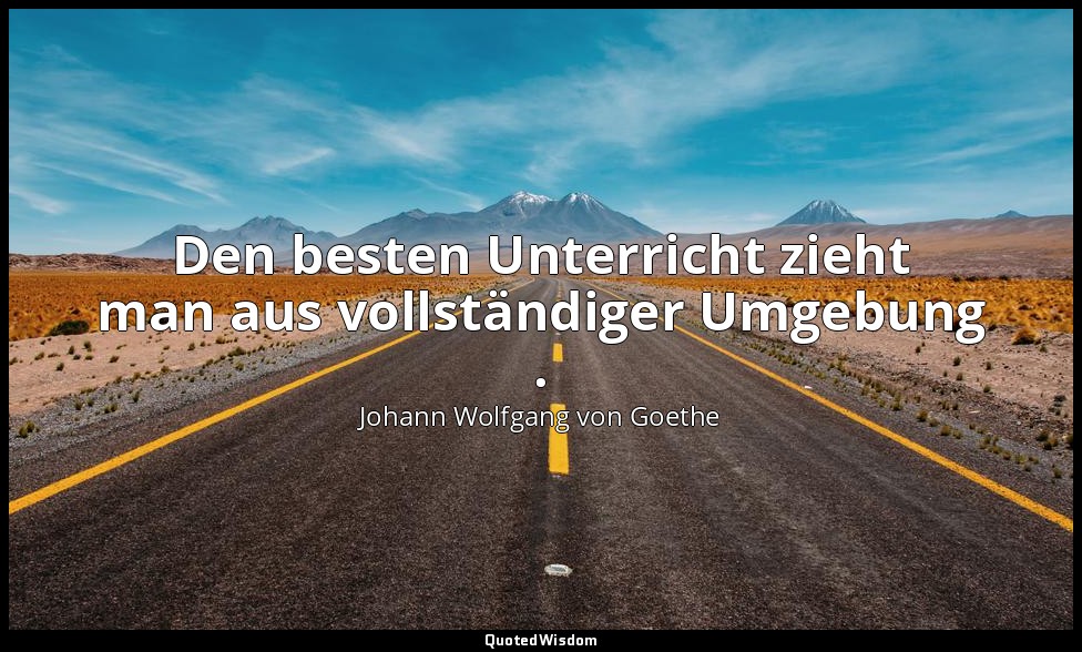 "Den besten Unterricht zieht man aus vollständiger Umgebung ." – Wilhelm Meister — Johann Wolfgang von Goethe