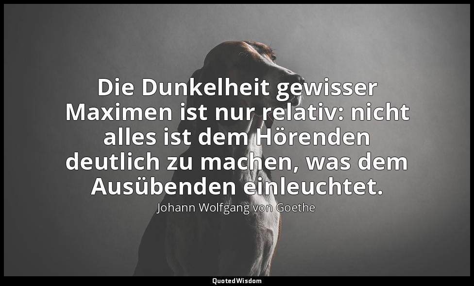 "Die Dunkelheit gewisser Maximen ist nur relativ: nicht alles ist dem Hörenden d — Johann Wolfgang von Goethe