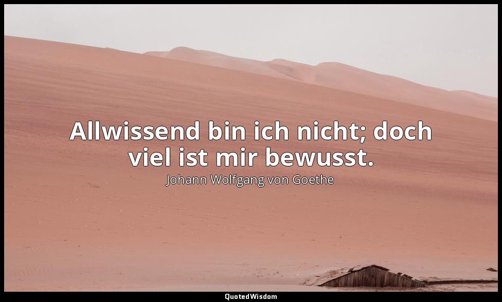 "Allwissend bin ich nicht; doch viel ist mir bewusst." – Faust I, Vers 1582 / Me — Johann Wolfgang von Goethe