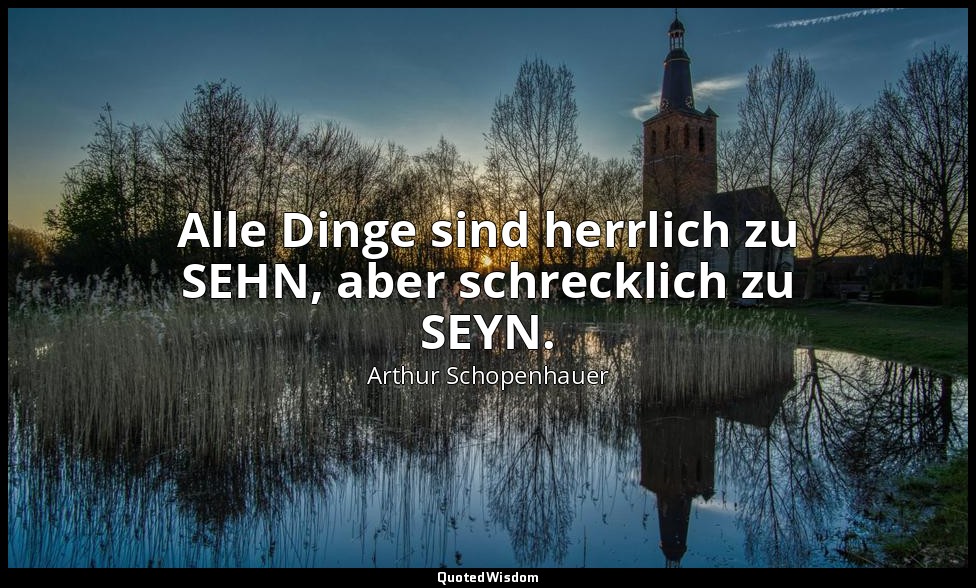 "Alle Dinge sind herrlich zu SEHN, aber schrecklich zu SEYN." - Aphorismen zur L — Arthur Schopenhauer