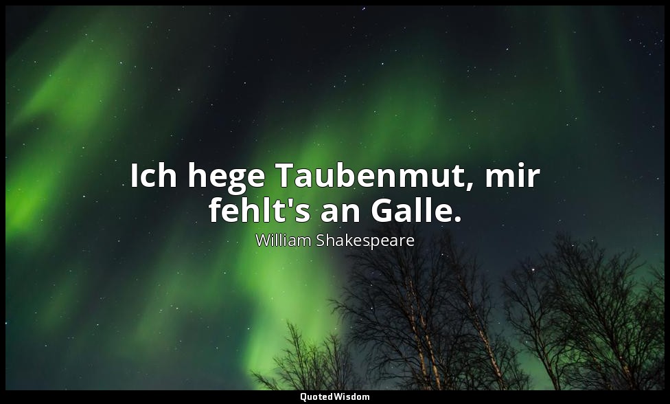 "Ich hege Taubenmut, mir fehlt's an Galle." - 2. Akt, 2. Szene / Hamlet — William Shakespeare