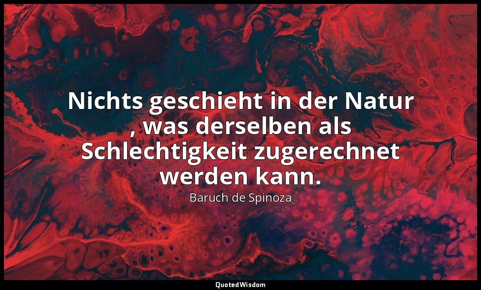 Nichts geschieht in der Natur , was derselben als Schlechtigkeit zugerechnet wer — Baruch de Spinoza
