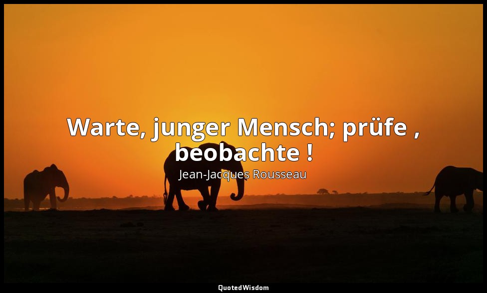 "Warte, junger Mensch; prüfe , beobachte !" – Émile — Jean-Jacques Rousseau