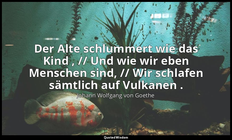 "Der Alte schlummert wie das Kind , // Und wie wir eben Menschen sind, // Wir sc — Johann Wolfgang von Goethe