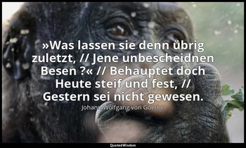 "»Was lassen sie denn übrig zuletzt, // Jene unbescheidnen Besen ?« // Behauptet — Johann Wolfgang von Goethe