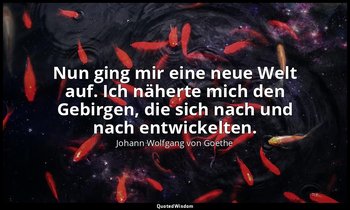 "Nun ging mir eine neue Welt auf. Ich näherte mich den Gebirgen, die sich nach u — Johann Wolfgang von Goethe