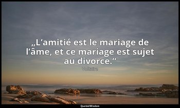 „L’amitié est le mariage de l’âme, et ce mariage est sujet au divorce.“ — Voltaire
