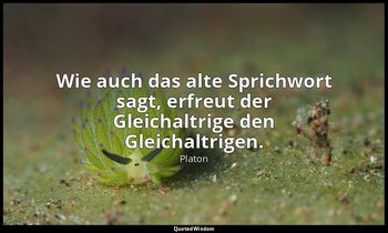 "Wie auch das alte Sprichwort sagt, erfreut der Gleichaltrige den Gleichaltrigen — Platon