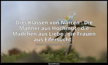 "Drei Klassen von Narren : Die Männer aus Hochmut , die Mädchen aus Liebe , die  — Johann Wolfgang von Goethe