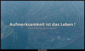 " Aufmerksamkeit ist das Leben !" – Wilhelm Meisters Wanderjahre — Johann Wolfgang von Goethe