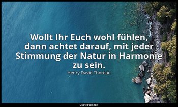 "Wollt Ihr Euch wohl fühlen, dann achtet darauf, mit jeder Stimmung der Natur in — Henry David Thoreau