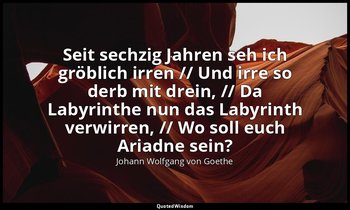 "Seit sechzig Jahren seh ich gröblich irren // Und irre so derb mit drein, // Da — Johann Wolfgang von Goethe