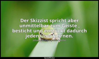 "Der Skizzist spricht aber unmittelbar zum Geiste , besticht und entzückt dadurc — Johann Wolfgang von Goethe