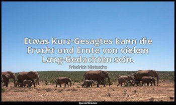 "Etwas Kurz-Gesagtes kann die Frucht und Ernte von vielem Lang-Gedachten sein."  — Friedrich Nietzsche