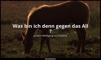 "Was bin ich denn gegen das All ?" – Wilhelm Meisters Wanderjahre — Johann Wolfgang von Goethe