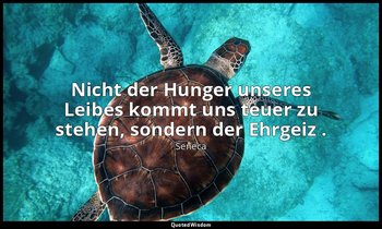 "Nicht der Hunger unseres Leibes kommt uns teuer zu stehen, sondern der Ehrgeiz  — Seneca