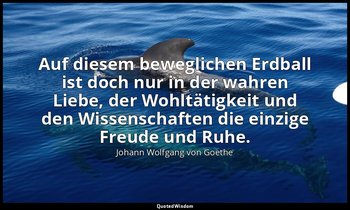 "Auf diesem beweglichen Erdball ist doch nur in der wahren Liebe, der Wohltätigk — Johann Wolfgang von Goethe
