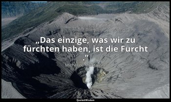 „Das einzige, was wir zu fürchten haben, ist die Furcht .“ — Michel de Montaigne