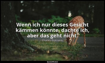 "Wenn ich nur dieses Gesicht kämmen könnte, dachte ich, aber das geht nicht." — Charles Bukowski