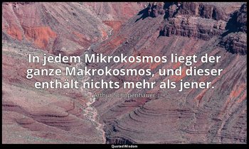 "In jedem Mikrokosmos liegt der ganze Makrokosmos, und dieser enthält nichts meh — Arthur Schopenhauer