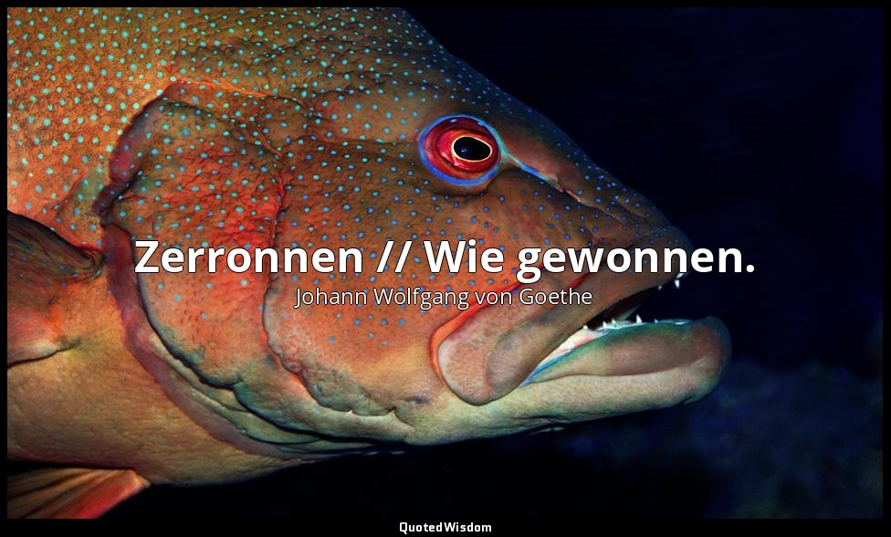 "Zerronnen // Wie gewonnen." – Reineke Fuchs 1, 160f — Johann Wolfgang von Goethe