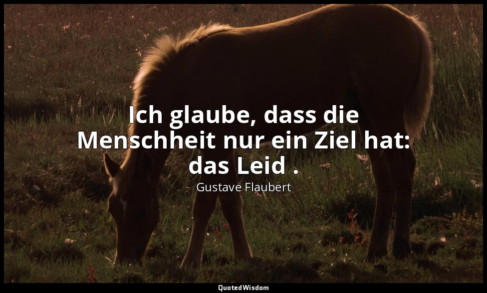 Ich glaube, dass die Menschheit nur ein Ziel hat: das Leid . — Gustave Flaubert