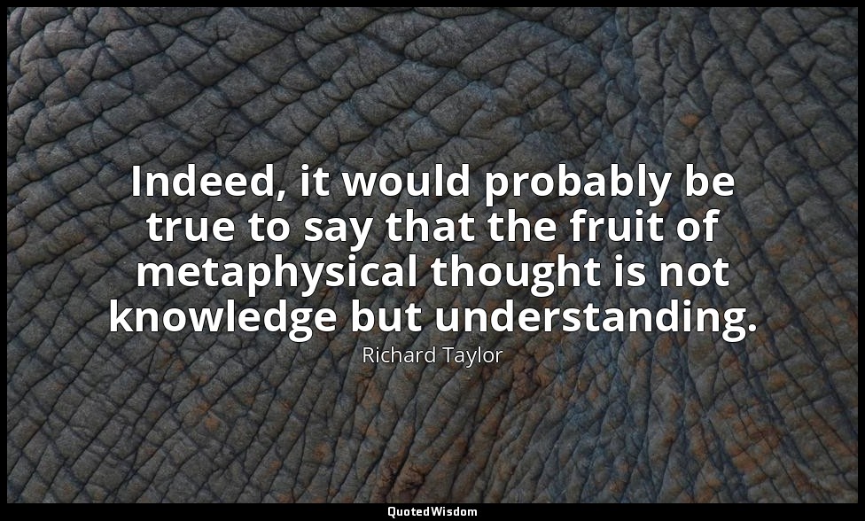 Indeed, it would probably be true to say that the fruit of metaphysical thought  — Richard Taylor