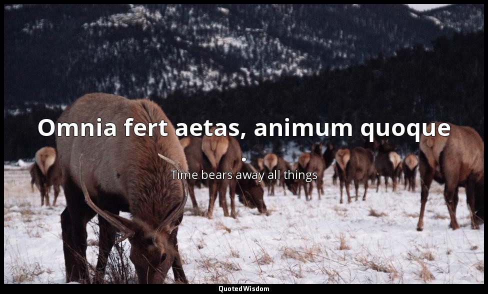 Omnia fert aetas, animum quoque . — Time bears away all things