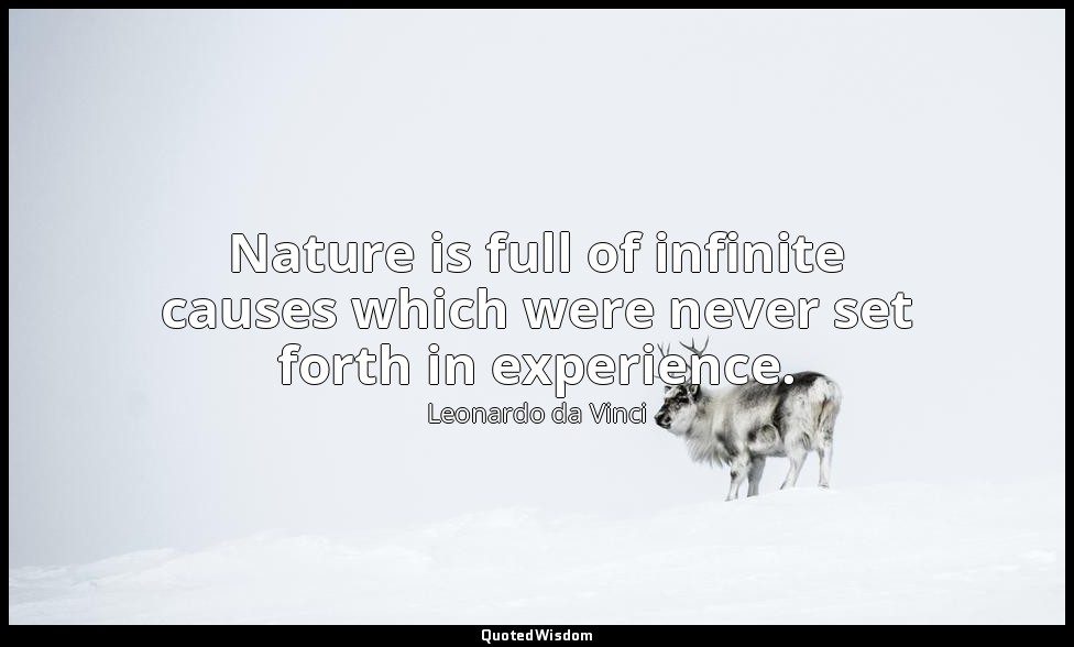 Nature is full of infinite causes which were never set forth in experience. — Leonardo da Vinci