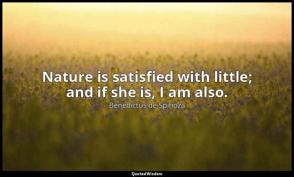Nature is satisfied with little; and if she is, I am also. — Benedictus de Spinoza