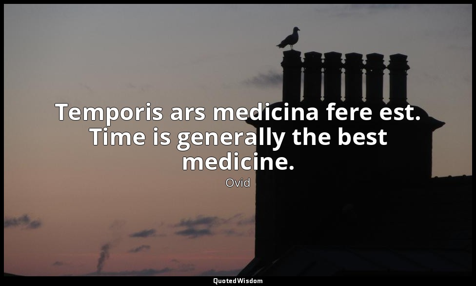 Temporis ars medicina fere est. Time is generally the best medicine. — Ovid