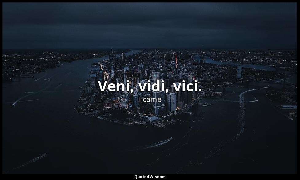 Veni, vidi, vici. — I came