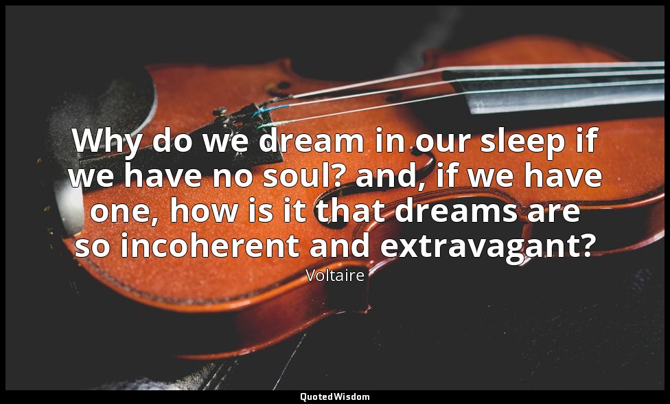 Why do we dream in our sleep if we have no soul? and, if we have one, how is it  — Voltaire