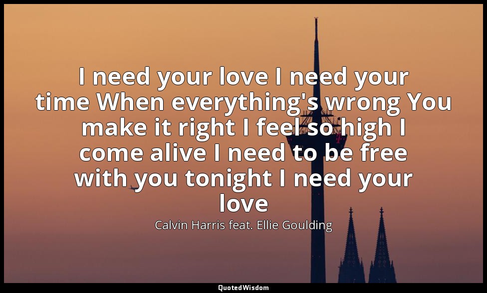 I need your love I need your time When everything's wrong You make it right I fe — Calvin Harris feat. Ellie Goulding