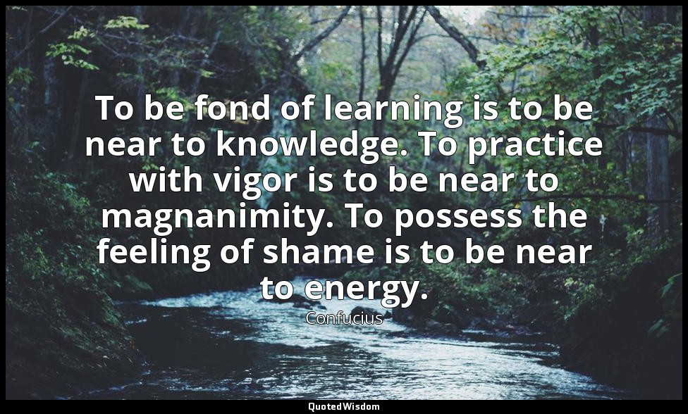 To be fond of learning is to be near to knowledge. To practice with vigor is to  — Confucius