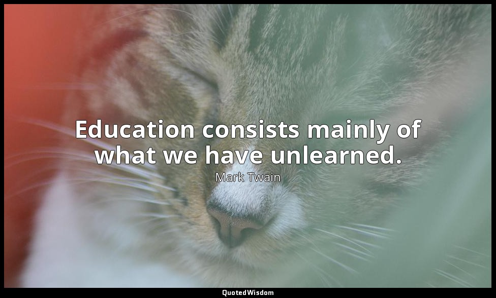 Education consists mainly of what we have unlearned. — Mark Twain