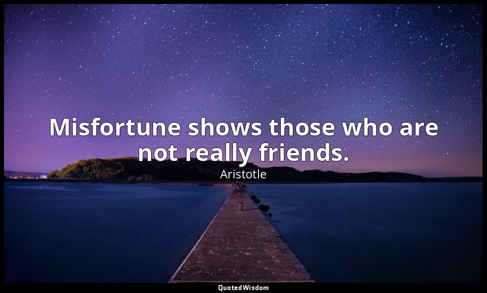 Misfortune shows those who are not really friends. — Aristotle
